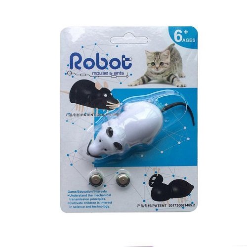 White mouse robot toy with ants and cats