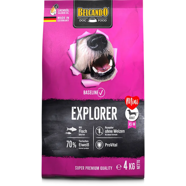 Belcando Baseline Explorer Dry Food with fish for XS to M Breed Adult Dogs 4 kg