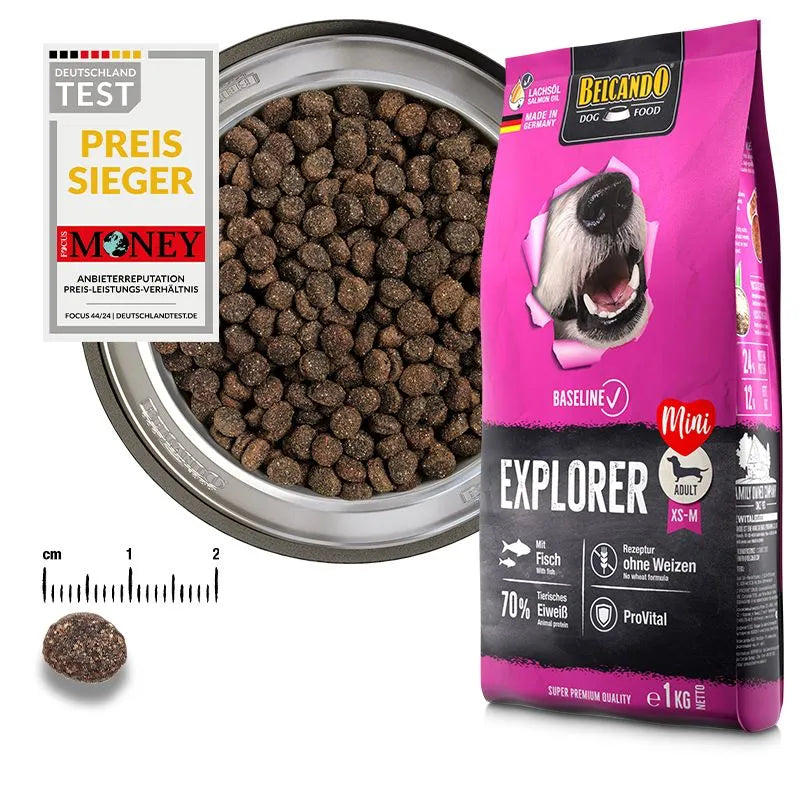 Belcando Baseline Explorer Dry Food with fish for XS to M Breed Adult Dogs 1 kg