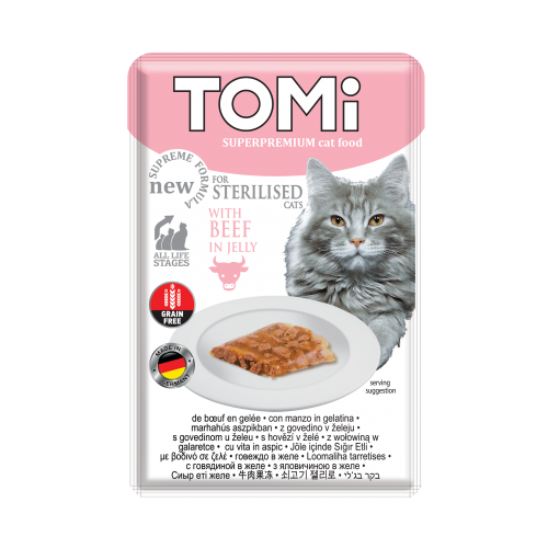 Tomi Wet Food with Beef in Jelly for Sterilized Cats 85 gr