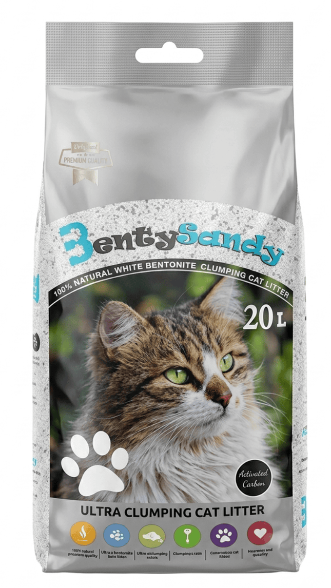 Benty Sandy Cat BentySandy Activated Carbon White Bentonite Clumping Cat Litter 20L