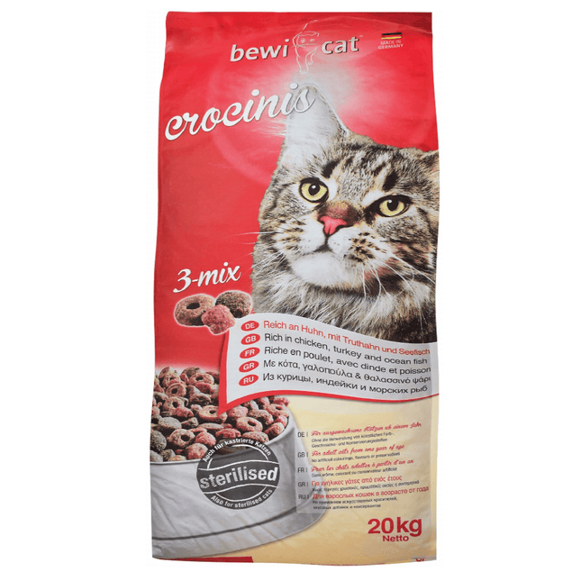 Bewi Cat Cat Bewi Cat Crocinis 3 Mix for Sterilized Adult Cats 20 kg