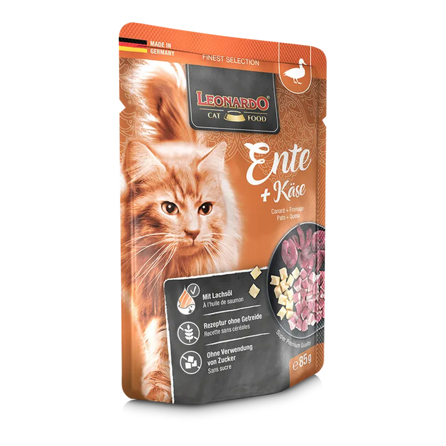 طعام القطط الرطبة ليوناردو الغني بالبط 400 جرام 