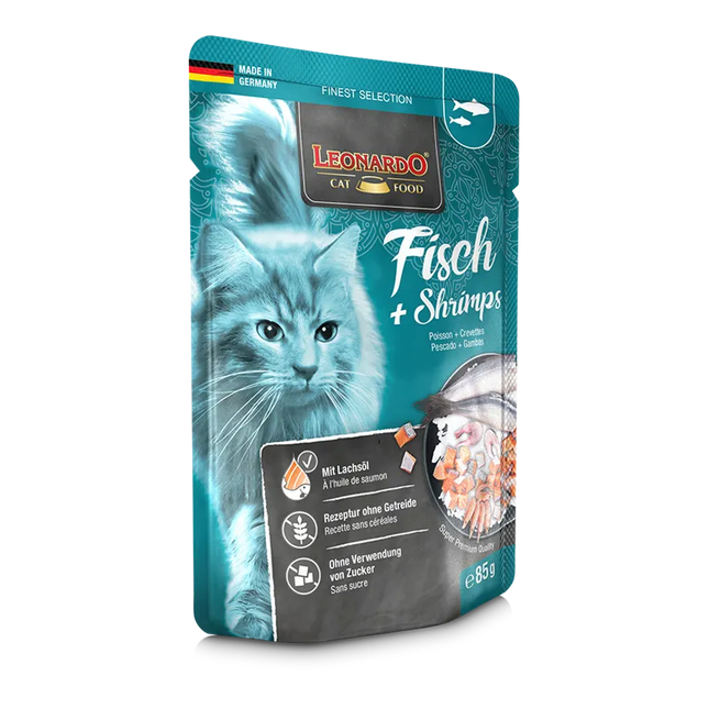 Leonardo Wet Food adult Cat with Fish and Shrimps 85 gr