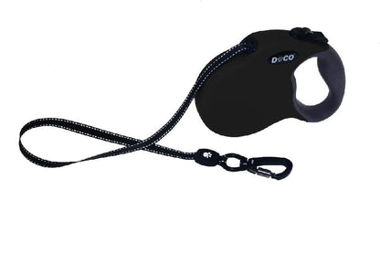 Doco small Black and gray 4m Reflective and Retractable Leash for Dogs Up to 10kg