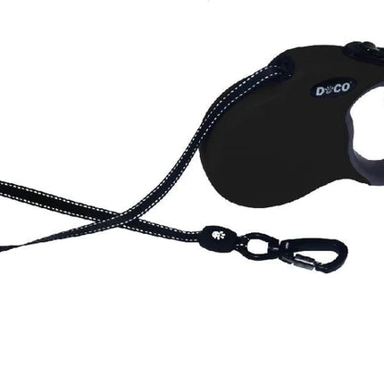 Doco Medium Black and gray 5m Reflective and Retractable Leash for Dogs Up to 20kg