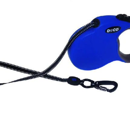 Doco Large Blue and gray 5m Reflective and Retractable Leash for Dogs Up to 50kg