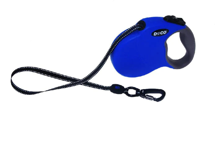 Doco Large Blue and gray 5m Reflective and Retractable Leash for Dogs Up to 50kg