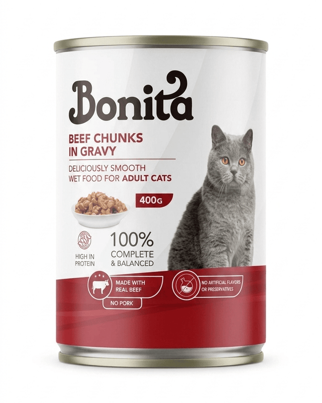 Bonita Cat Bonita Beef Chunks in Gravy Wet Cat Food 400g