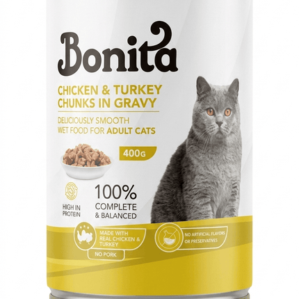 Bonita Cat Bonita Chicken And Turkey in Gravy Wet Cat Food  400g