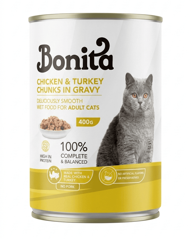 Bonita Cat Bonita Chicken And Turkey in Gravy Wet Cat Food  400g