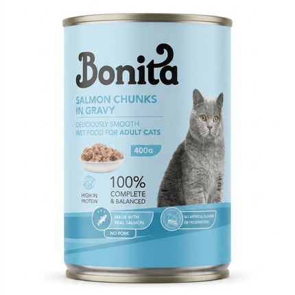 Bonita Cat Bonita Salmon Chunks in Gravy Wet Cat Food 400g