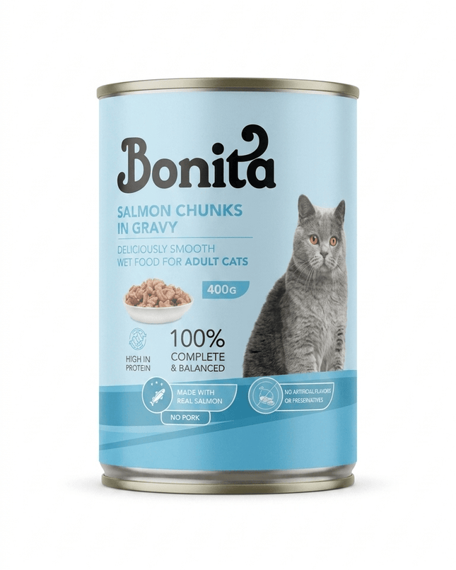 Bonita Cat Bonita Salmon Chunks in Gravy Wet Cat Food 400g