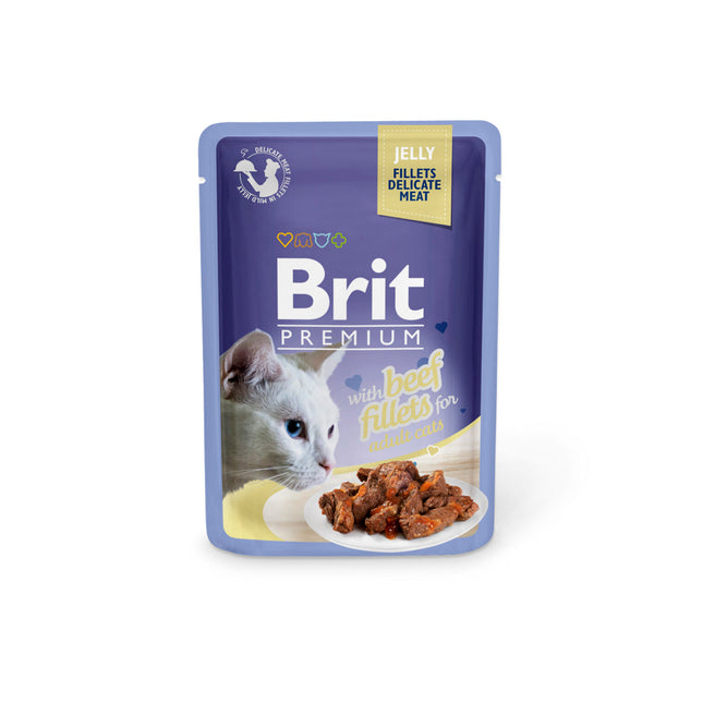 Brit Premium by Nature Cat delicate fillets in jelly with beef 85g