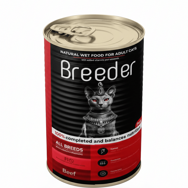 Breeder Cat Breeder Wet Food for Cats  Beef Flavor  400g