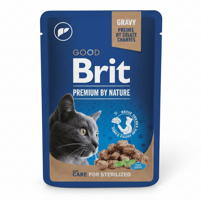 Brit Cat Brit Premium by Nature  Chunks with Liver in Gravy for Sterilized Cats 85g