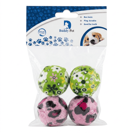 Buddy Pet Dog and cat Buddy Pet Assorted Printed Dog Toy Balls Pack of 4