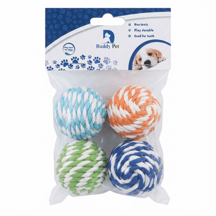 Buddy Pet Dog and cat Buddy Pet Cotton Rope Balls Toy for Dogs 4 Pack