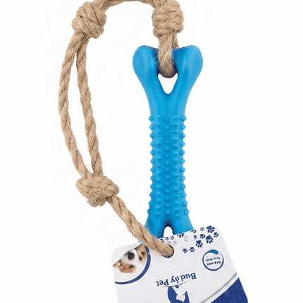 Buddy Pet Dog Buddy Pet Dog Chew Bone Toy with Rope Blue