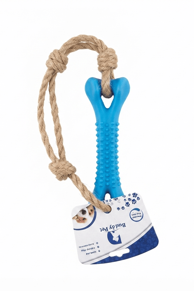 Buddy Pet Dog Buddy Pet Dog Chew Bone Toy with Rope Blue