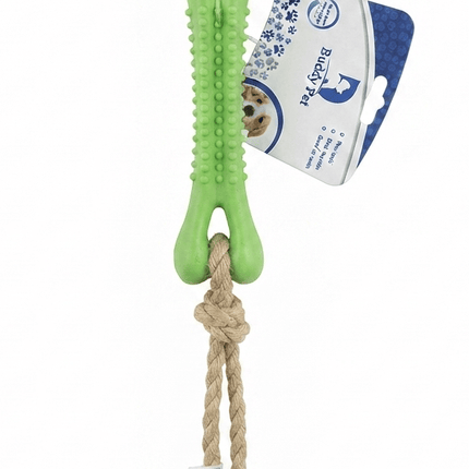 Buddy Pet Dog Buddy Pet Dog Chew Bone Toy with Rope Green