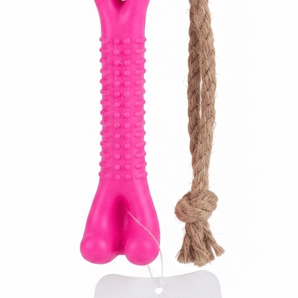 Buddy Pet Dog Buddy Pet Dog Chew Bone Toy with Rope Pink