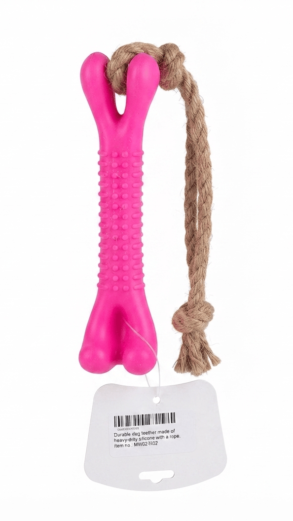 Buddy Pet Dog Buddy Pet Dog Chew Bone Toy with Rope Pink