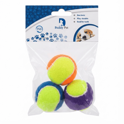 Buddy Pet dog Buddy Pet Play Balls for Dogs 3 Pack Multi Color Tennis Balls