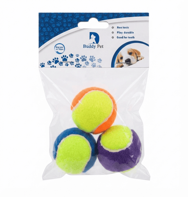 Buddy Pet dog Buddy Pet Play Balls for Dogs 3 Pack Multi Color Tennis Balls