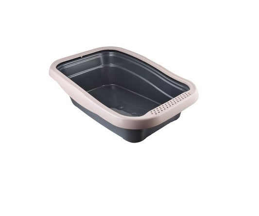 MPS2 Nella Black And Beige Cat Litter Tray with Rim 58x37.5x18cm
