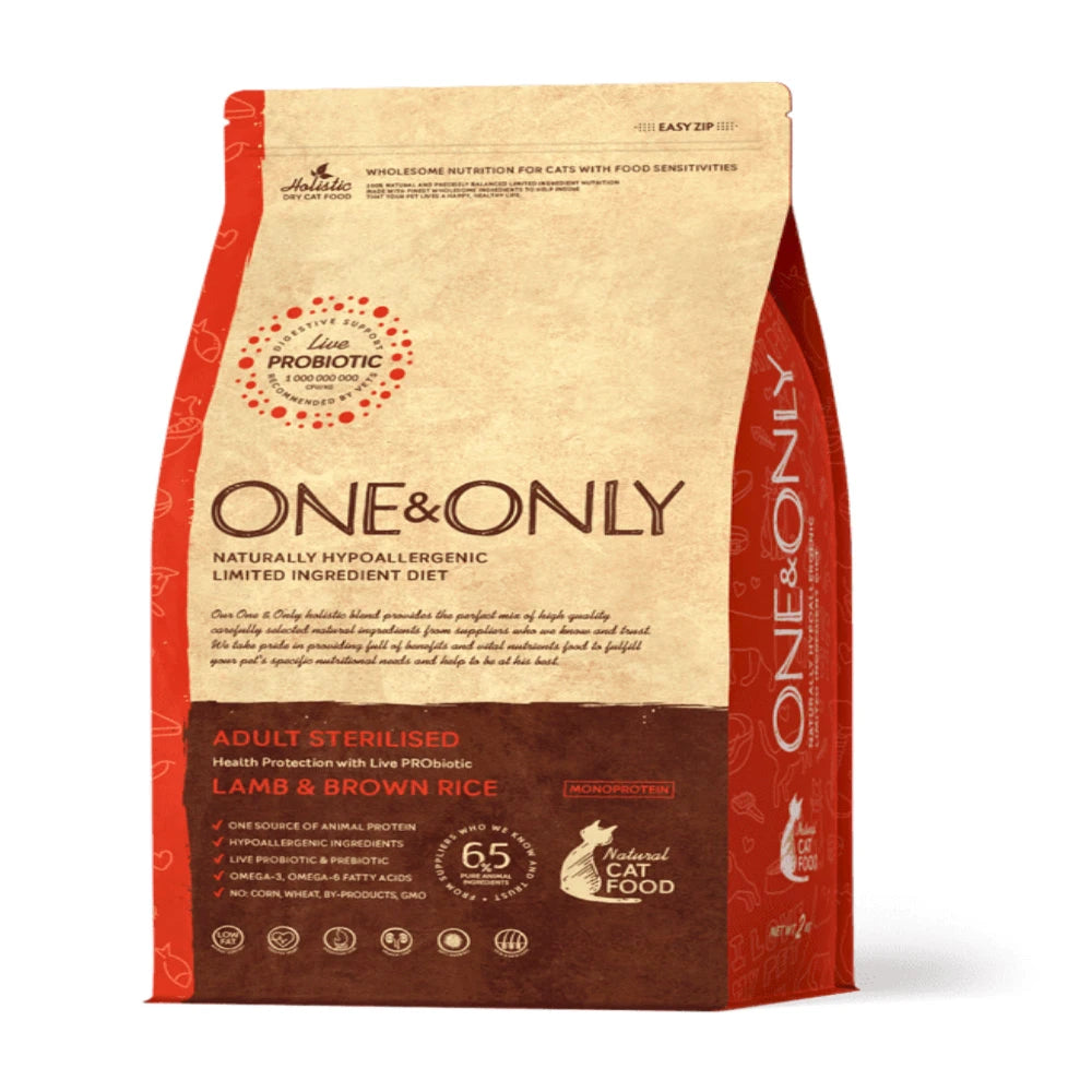 One And Only dry food for Adult cat Sterilised with Lamb and rice 400gm