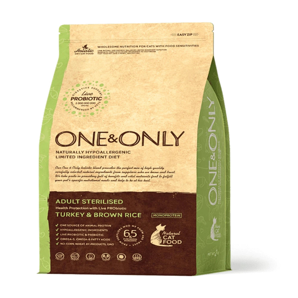 One And Only dry food for Adult cat Sterilised with Turkey and rice 400gm