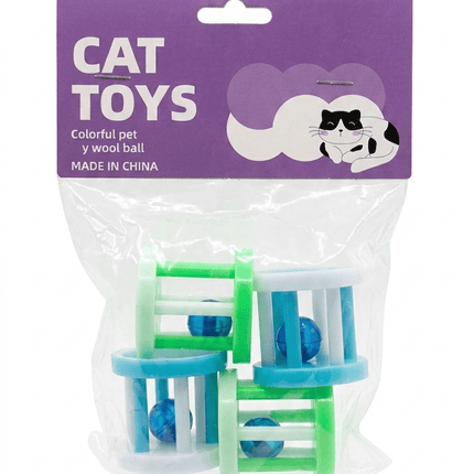 Cat Toy Cat Colorful Interactive Cat Roller Toys with Inside Bells 4 Piece Set