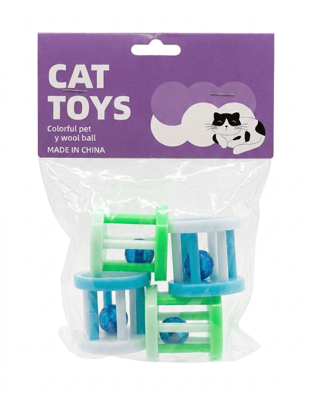 Cat Toy Cat Colorful Interactive Cat Roller Toys with Inside Bells 4 Piece Set