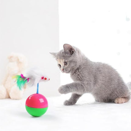 Cat Toy Cat Interactive Cat Toy Tumbler with Mouse and Feather