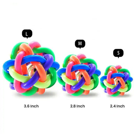 Cat Toy Cat Interactive Colorful Woven Rubber Ball with Bell for Pets Large
