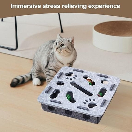 Cat Toy Cat Interactive Felt Cat Puzzle Box  Seek And Find Toy with Bell Ball
