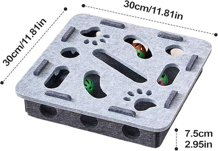 Cat Toy Cat Interactive Felt Cat Puzzle Box  Seek And Find Toy with Bell Ball