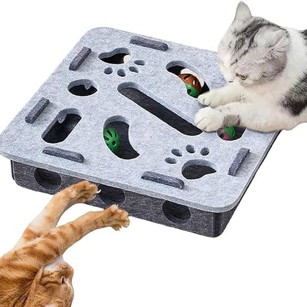 Cat Toy Cat Interactive Felt Cat Puzzle Box  Seek And Find Toy with Bell Ball