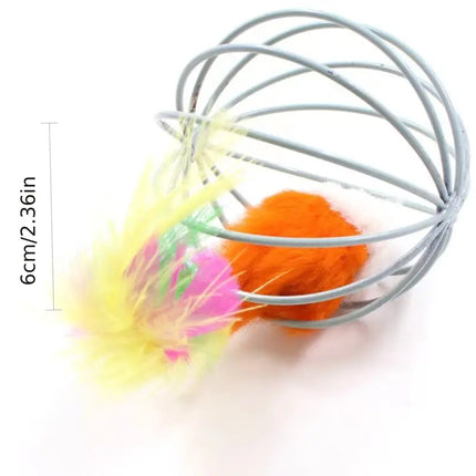 Cat Toy Cat Piece Cat Toy Set Plush Pom Pom Ball And Mouse in Cage Ball