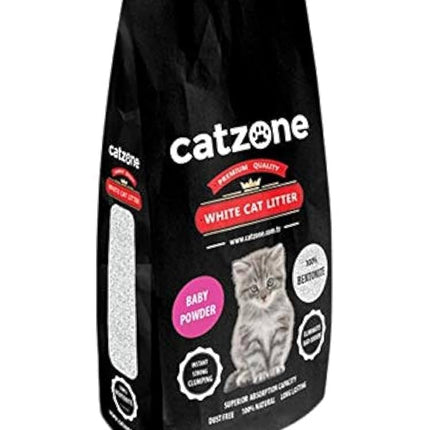 catzone Cat Litter Catzone White Bentonite Clumping Cat Litter Baby Powder Scent 5 kg