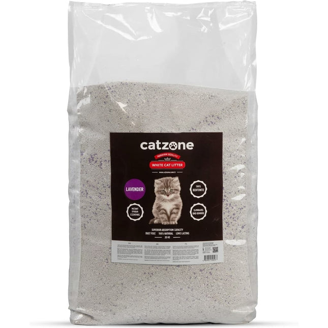 catzone Cat Litter Catzone White Bentonite Clumping Cat Litter Lavender Scent 20 kg