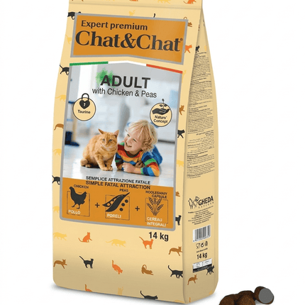 Chat and Chat Cat Chat and Chat Dry Food with Chicken and  Peas for Adult 14 kg