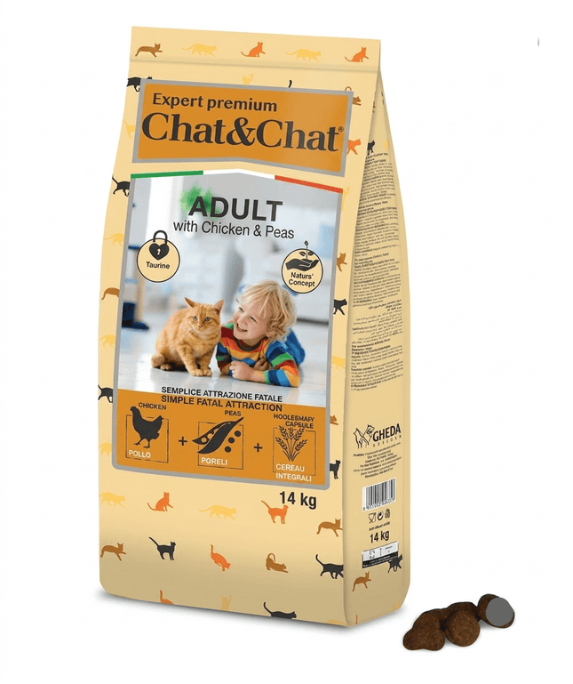 Chat and Chat Cat Chat and Chat Dry Food with Chicken and  Peas for Adult 14 kg