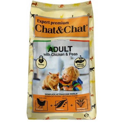 Chat and Chat Cat Chat and Chat Dry Food with Chicken and  Peas for Adult 900gr