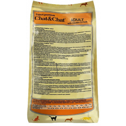 Chat and Chat Cat Chat and Chat Dry Food with Chicken and  Peas for Adult 900gr