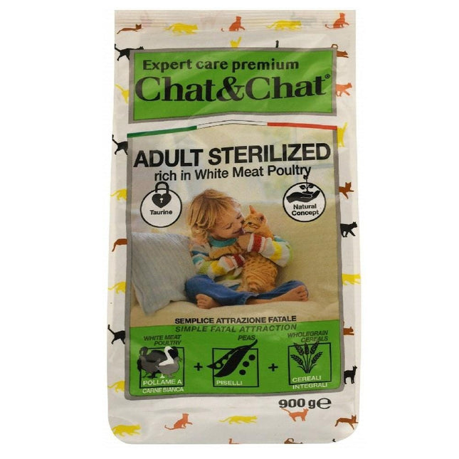 Chat and Chat Cat Chat and Chat Dry Food with Sterilized Adult Cats 900gr