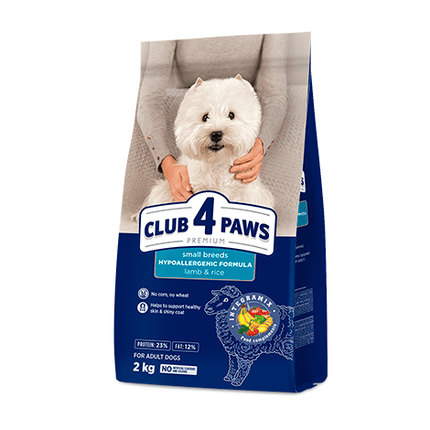 Club 4 Paws Dog Club 4 Paws hypoallergenic Dry Food for adult small Dog with lamb and rice 2 kg