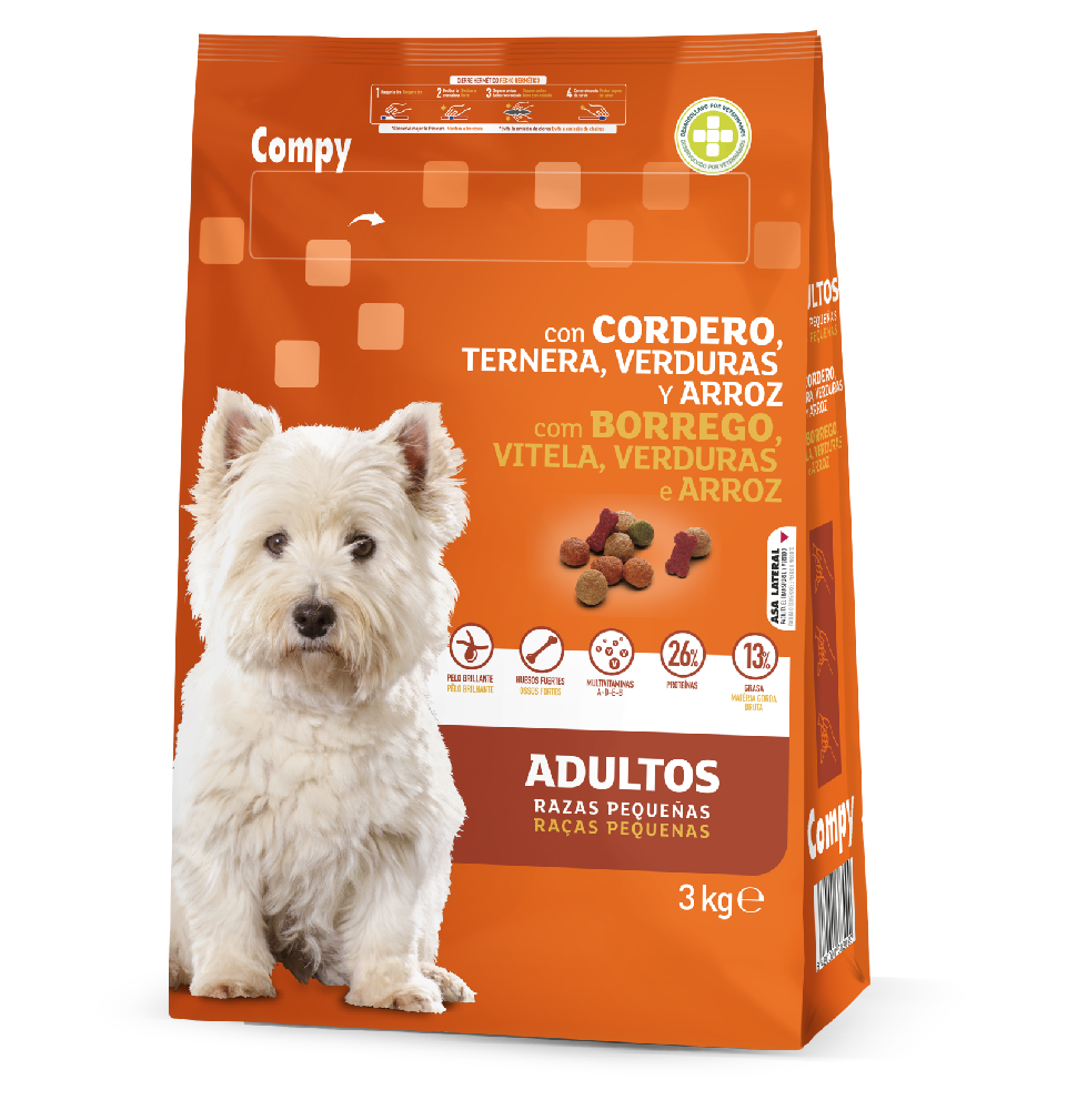 Compy Dry Food with meet and Vegetables for Small Breed Adult Dogs 3 kg