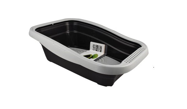 MPS Cat Litter Tray with Rim Black And Gray